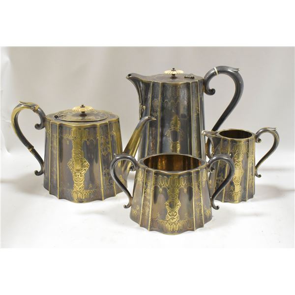 1870 JOHN ROUND & SON UK TEA SERVICE SILVER PLATE