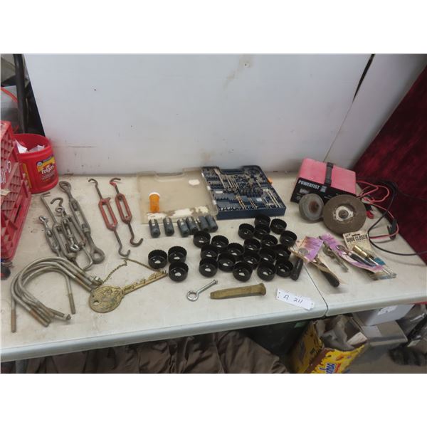 Turnbuckles, Drill Bits, Hole Saws, U-Bolts, Grinding Wheels, Battery Charger, and More