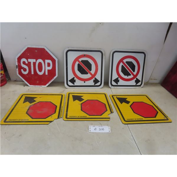 Six Signs: Two Metal 'No Stopping' (12" x 12") and Four Heavy-Duty Cardboard Signs