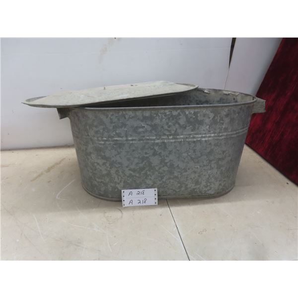 Galvanized Wash Basin with Lid