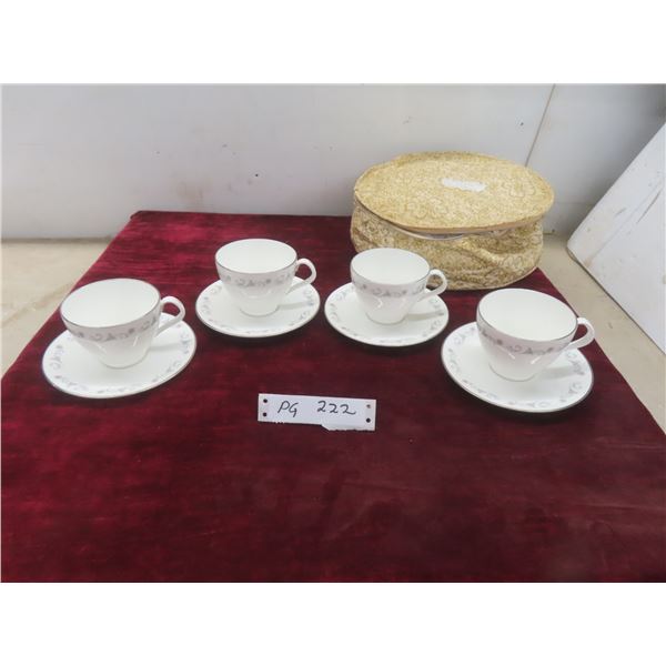 1963 Royal Worcester 'Bridal Lace' Pattern – Set of 4 Cups and Saucers 