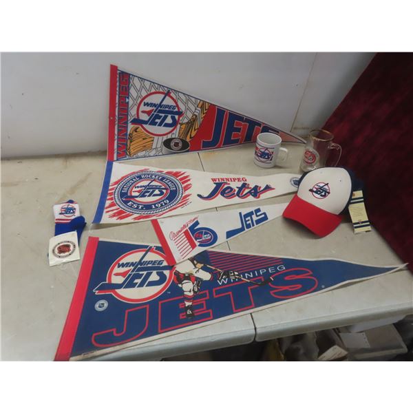 Winnipeg Jets 4 Pennants (1970s–1990s), Coffee Mug, Beer Mug, Ball Cap