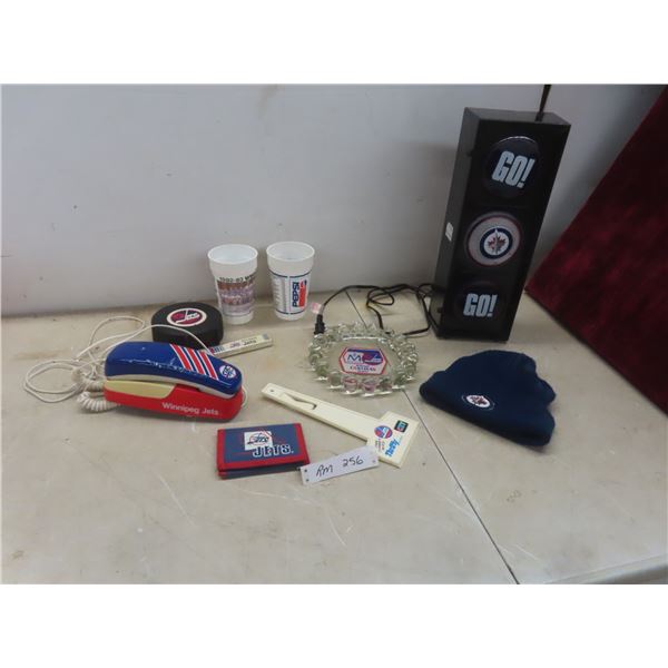Winnipeg Jets Stoplight-Style Desk Light (1990s), Mirror, Ashtray, and More