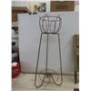 Image 7 : Wash Board, Metal Plant Stand, and 3 1/2" Cast Clothes Iron (Plant Stand Base Needs Repair)