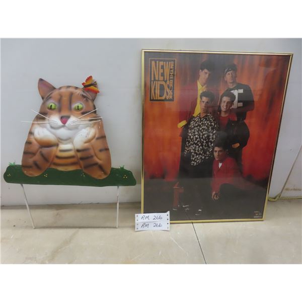 New Kids on the Block Picture, 20" x 16", and Metal Cat Garden Décor