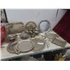 Image 1 : Silver-Plated Serving Lot: Trays, Teapot, Napkin Holder, Serving Utensils, and More