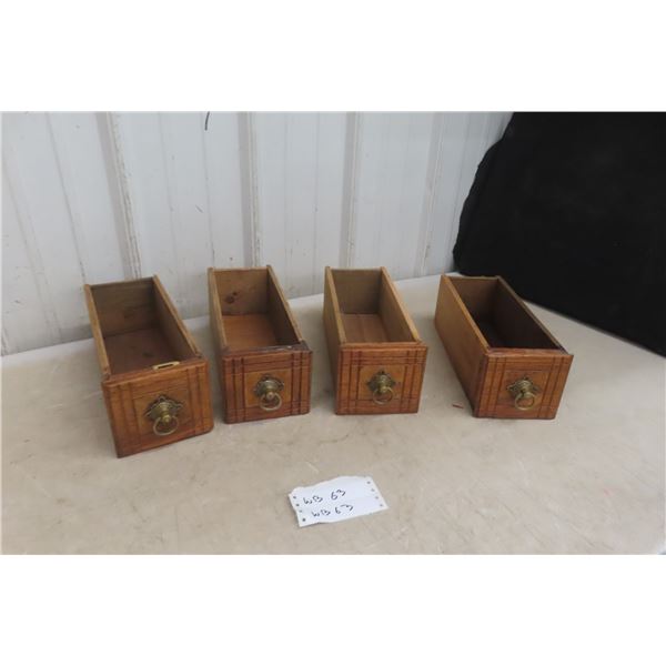 4 Vintage Singer Sewing Machine Oak Drawer Boxes