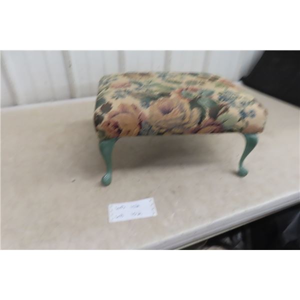 Vintage Mid Century Foot Stool with Cast Iron Legs