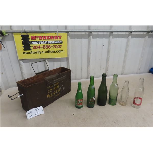Vintage Soda Pop Bottles & Military Case