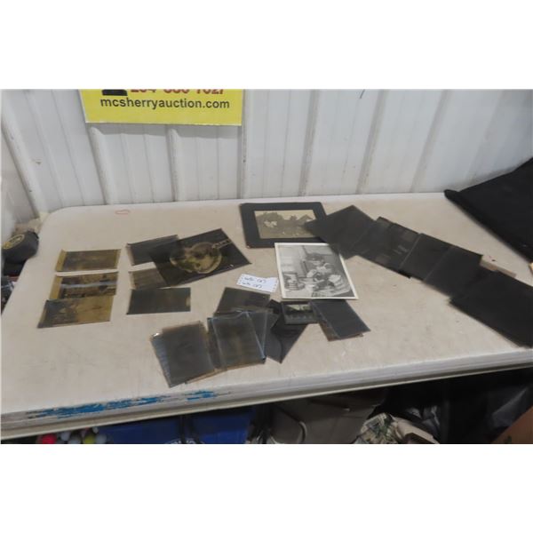 40 Antique B&W Large & Smaller Photo Negatives/Photos of People, Scenes, General Store & Products