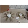 Image 1 : 2 Vintage Starburst Mid Century Electric Wall Clocks - Working - 1 United 1 Ingraham 
