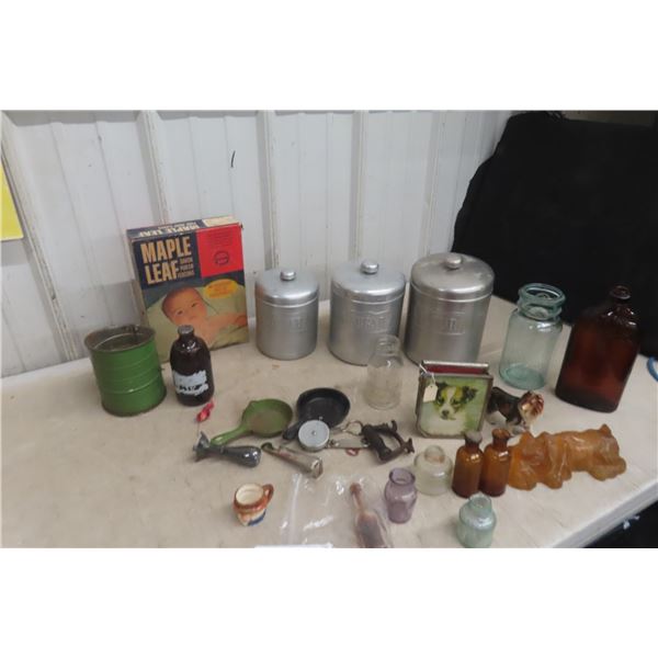 Vintage Heller Aluminum Retro Kitchen Nesting Canisters & General Store Product, Bottles, Decor