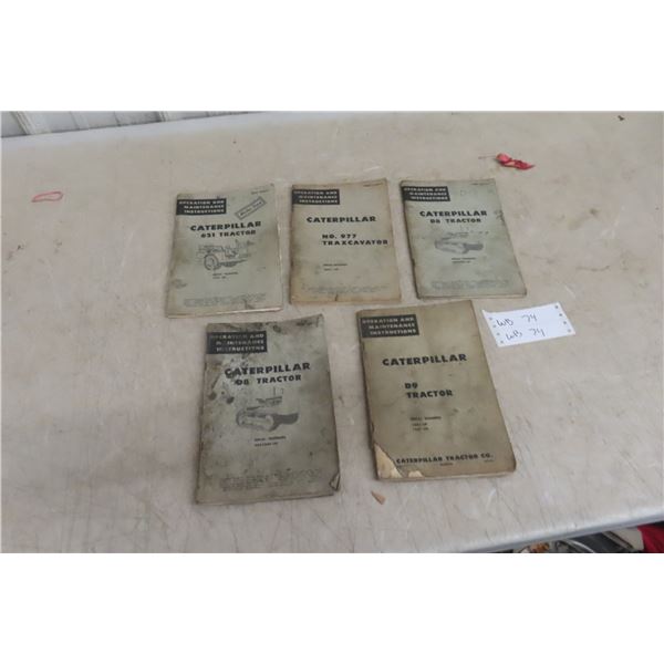 5 Vintage Caterpillar Tractor Manuals, D8, D9, 977, & 621