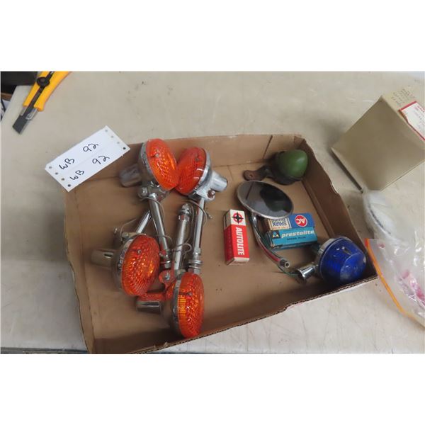 Vintage Motorcycle Signal Lights & Mirrors & Spark Plugs