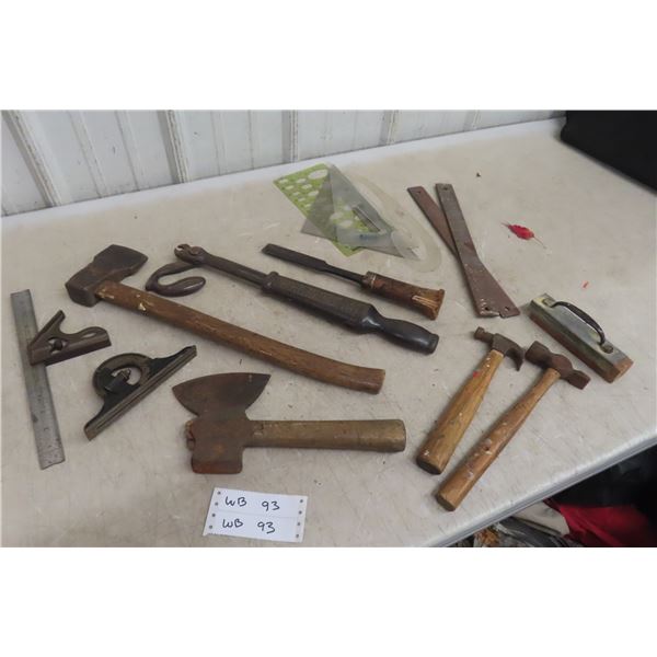 Vintage Carpentry Hammers, Axes, Files, Gauges