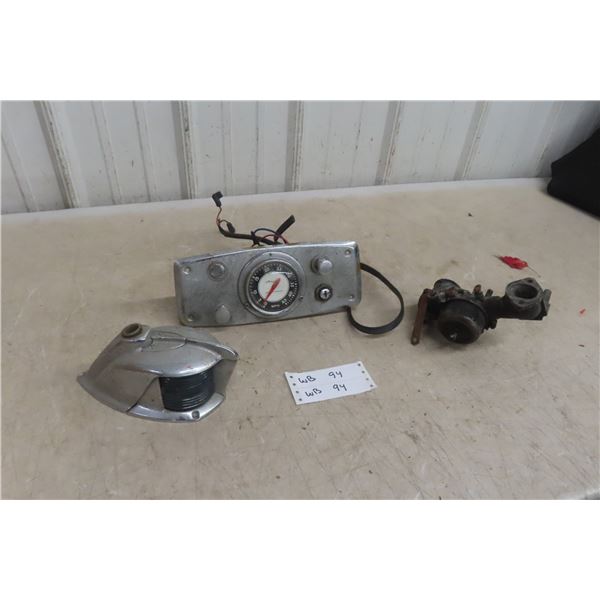 Vintage Boat Lights and Instrument Gauge Panel