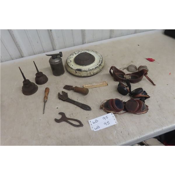 Vintage Welding Goggles, Oilers, Wrenches Plus