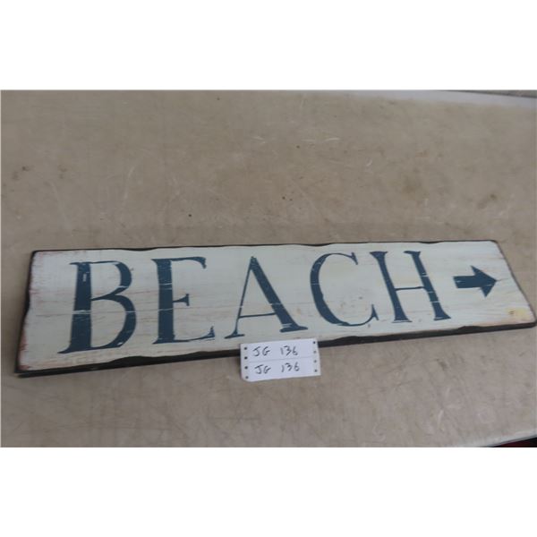 Wooden Beach Sign 6.5 x 30 Inches.