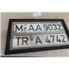 Image 1 : 2 Vintage European Metal Licence Plates Nicely Framed. 