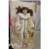 Image 2 : 2 Porcelain Dolls. Just in Time for Christmas. / Porcelain Santa Claus. Stands Up 19 Inches.