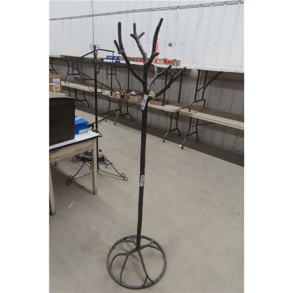 Metal Coat Rack Stand. Measures 69 Inches High and Can Unscrew at the Top for Storage.