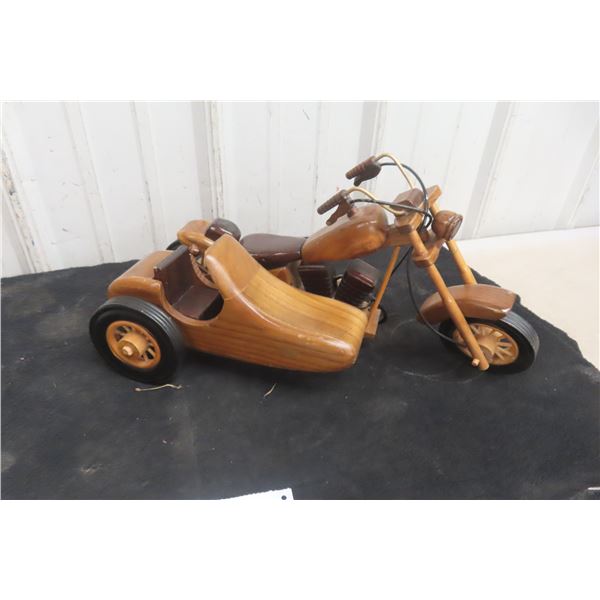 Real Nice Wooden Motorcycle & Sidecar. Measuring 15.5 Inches.