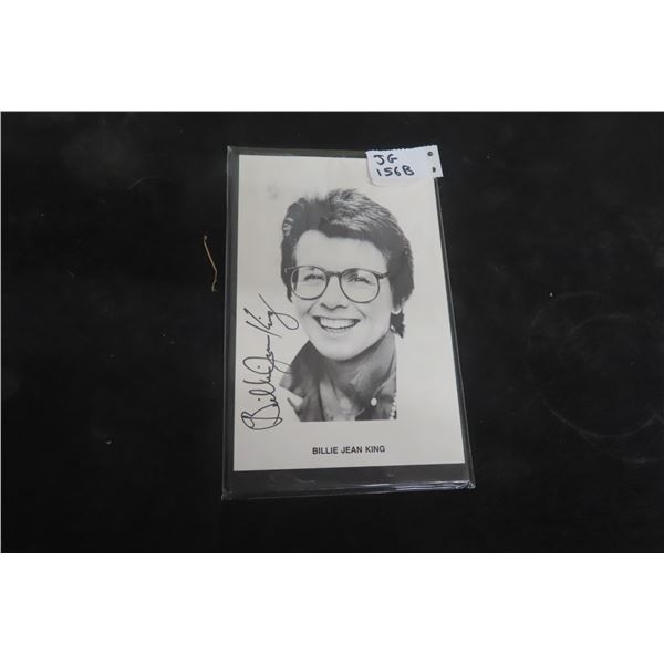 Billie Jean King Autograph Photo.