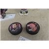 Image 4 : Sakic/MacInnis Figurines and 2 Hockey Pucks