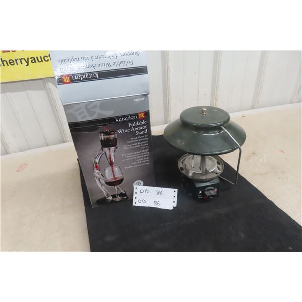 Coleman Lantern (No Bottle) and Foldable Wine Aerator Stand