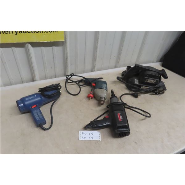 4 Power Tools - Craftsman Belt Sander, Heat Gun, Drill, Impact Wrench