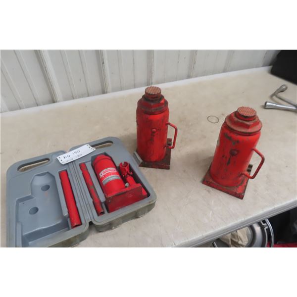 3 x Hydralic Bottle Jacks - (2 x 12 Ton, 1 x 4 Ton)