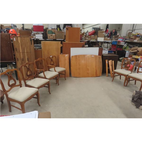 Table 30" x 38" x 54" Plus Leaf 16" + 6 Chairs