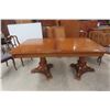 Image 2 : Table Double Pedestal 30" x 68" x 44" + 2 Leafs 18" Each + 5 Chairs
