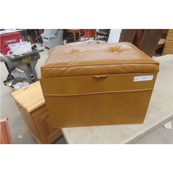 Ottomen with Record Storage and 63 Records, 15" x 15" x 21"