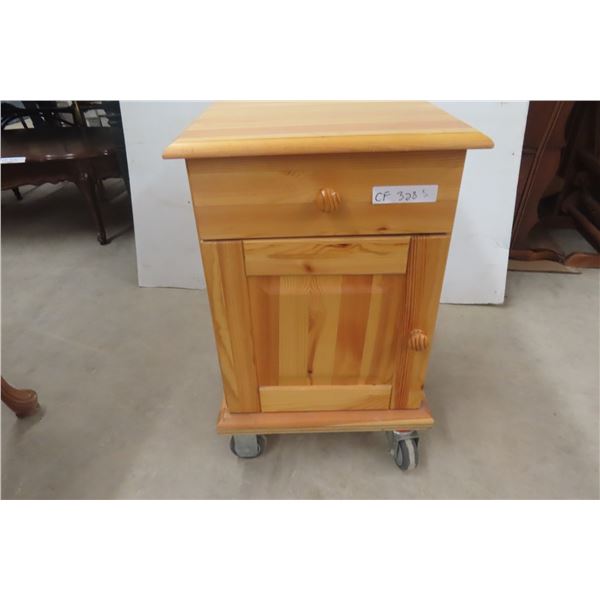 Wooden Stand on Casters, 25" x 16" x 16"