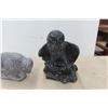 Image 2 : Three Soapstone-Style Ornaments, Largest 9" x 8" x 5"