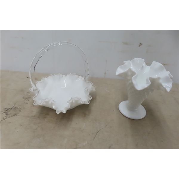 Two Pottery Pieces – Includes a Vase and a Bride Basket