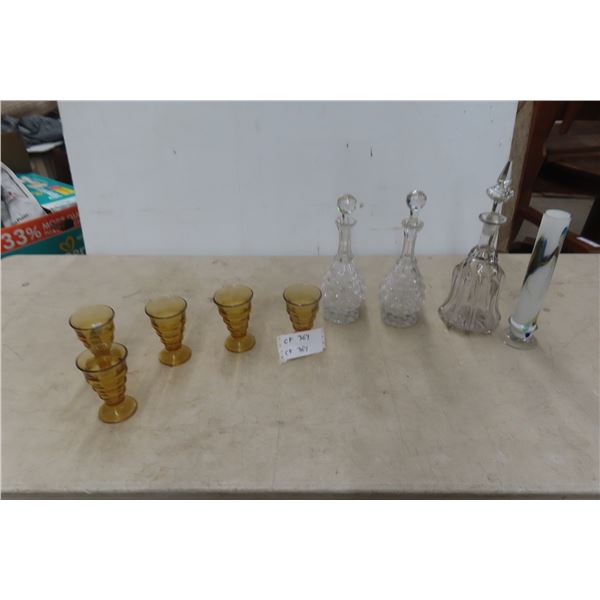 Decanter, Vase, Vintage Glasses