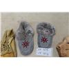 Image 4 : Rock with Art (Signed FG), Leather Moccasin, Beaded Slippers