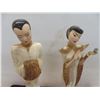 Image 17 : 2 Porcelain Figurines (19" Tall, One Damaged), Vase, and 4 Ceramic Orchids(1 Damaged Piece)