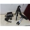 Mamiya Camera with Flash, Camera Bag, and 2 Tripods