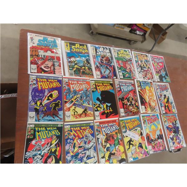 18 Marvel Comics Including Red Sonja and The New Mutants (60¢–$1.00 Issues)