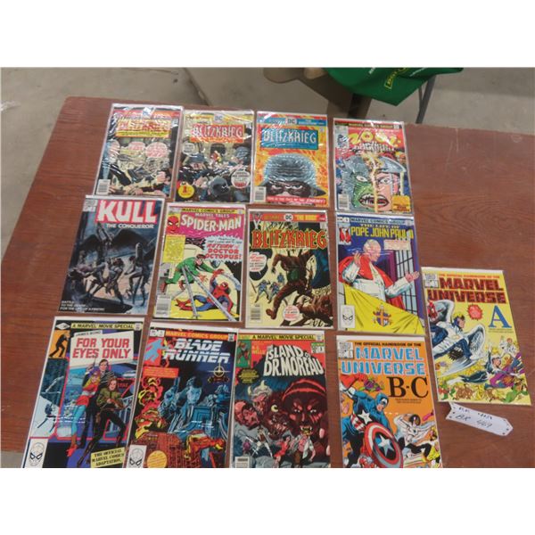 13 Mixed Marvel and DC Comics Including Marvel Universe, Space Odyssey, Kull, and Blitzkrieg