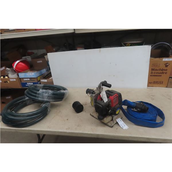 Powerfist Gas 1'' Water Pump with Suction + Discharge Hose 