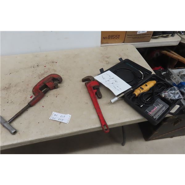 Ridgid Pipe Wrench, Dremel with Accessories