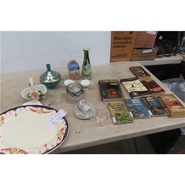 Vintage Diamond I Indiana Glass, Art Glass Vase, Candy Dish, 