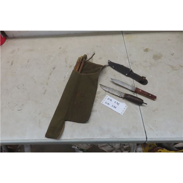 Military Gun Cleaning Rod, Hunting Knives 