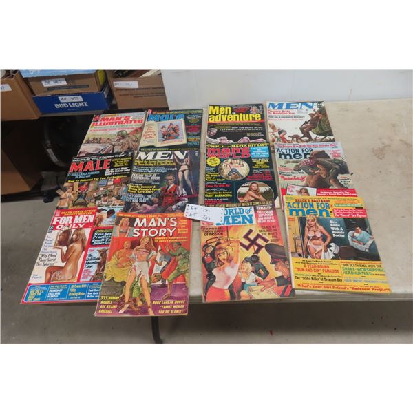 (12) 1960s/70s Male Magazines: Action for Men, Mens Story, For
