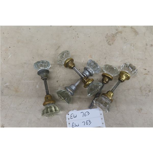 9 Vintage Glass Door Knobs 