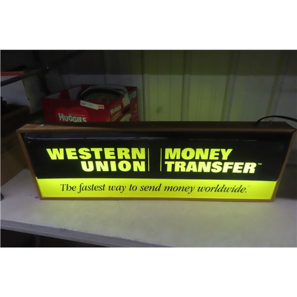 Western Union Light Up 2 Sided Sign 12'' x 36'' 